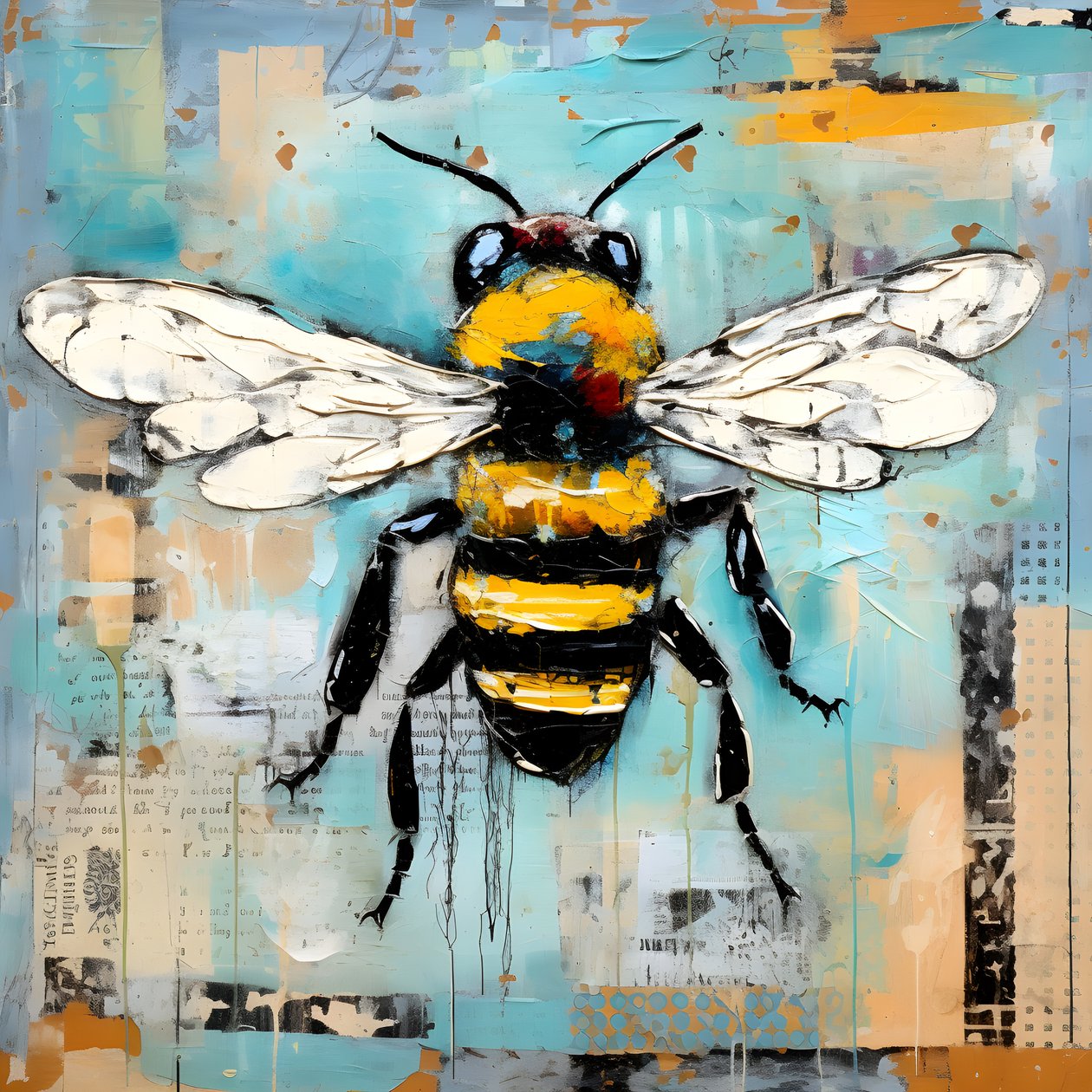 en bi illustration i pastel impasto olie teknik 4 af Kurt Heppke