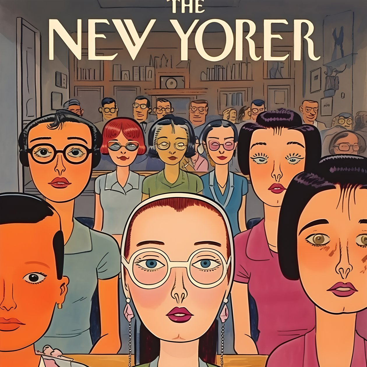 farverigt new yorker cover vintage tegneserie gag 1 af Kurt Heppke