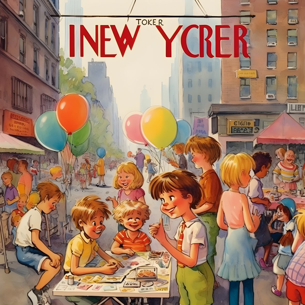 värikäs new yorker kansi vintage sarjakuva gag 2 af Kurt Heppke