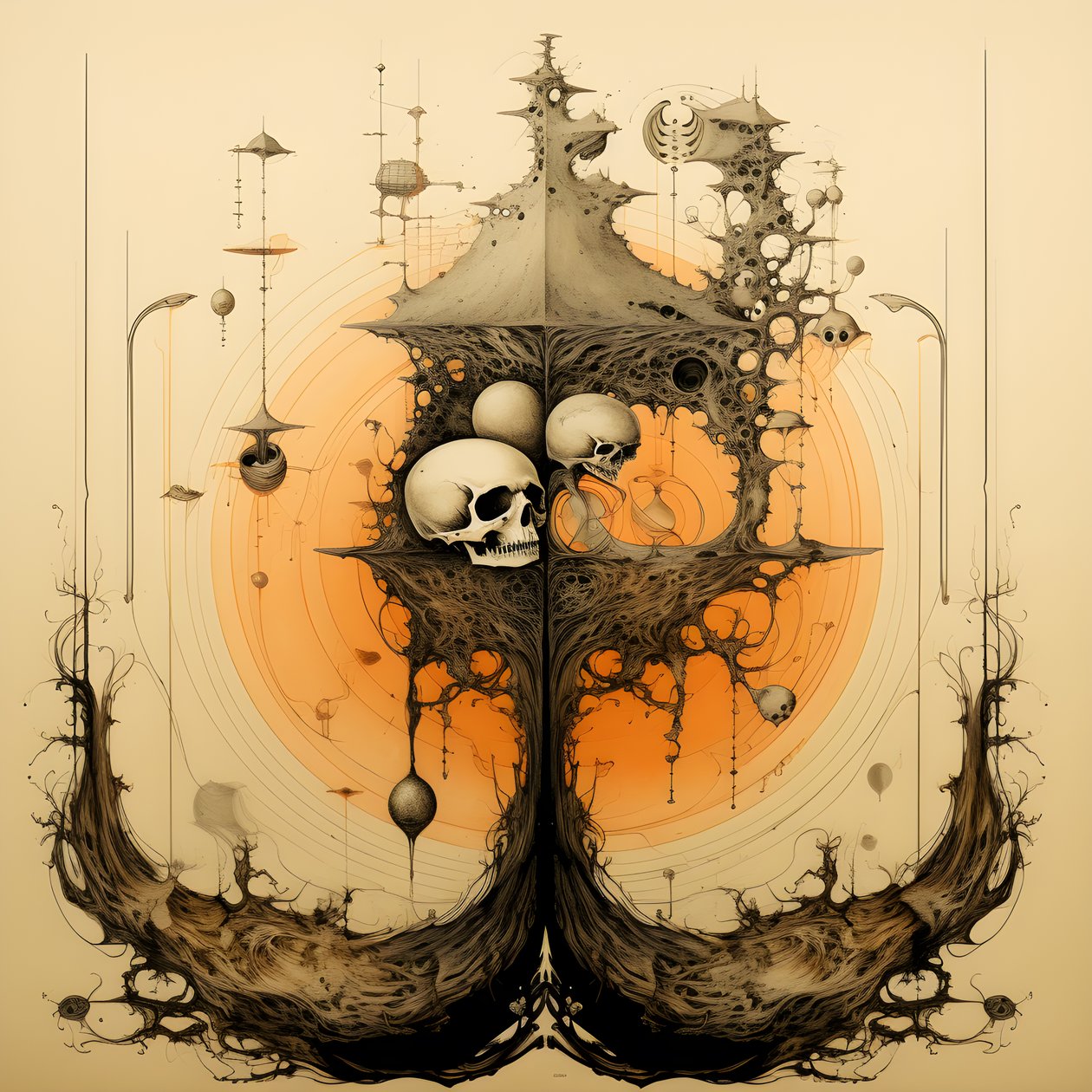 leonardo davinci koncept skitse album artwork rod af et træ, der vokser ud af jorden og stiger op i himlen som jack and the beanstalk 2 af Kurt Heppke
