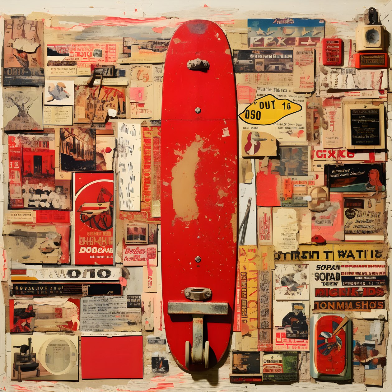 rote Collage, Skateboards 2 af Kurt Heppke