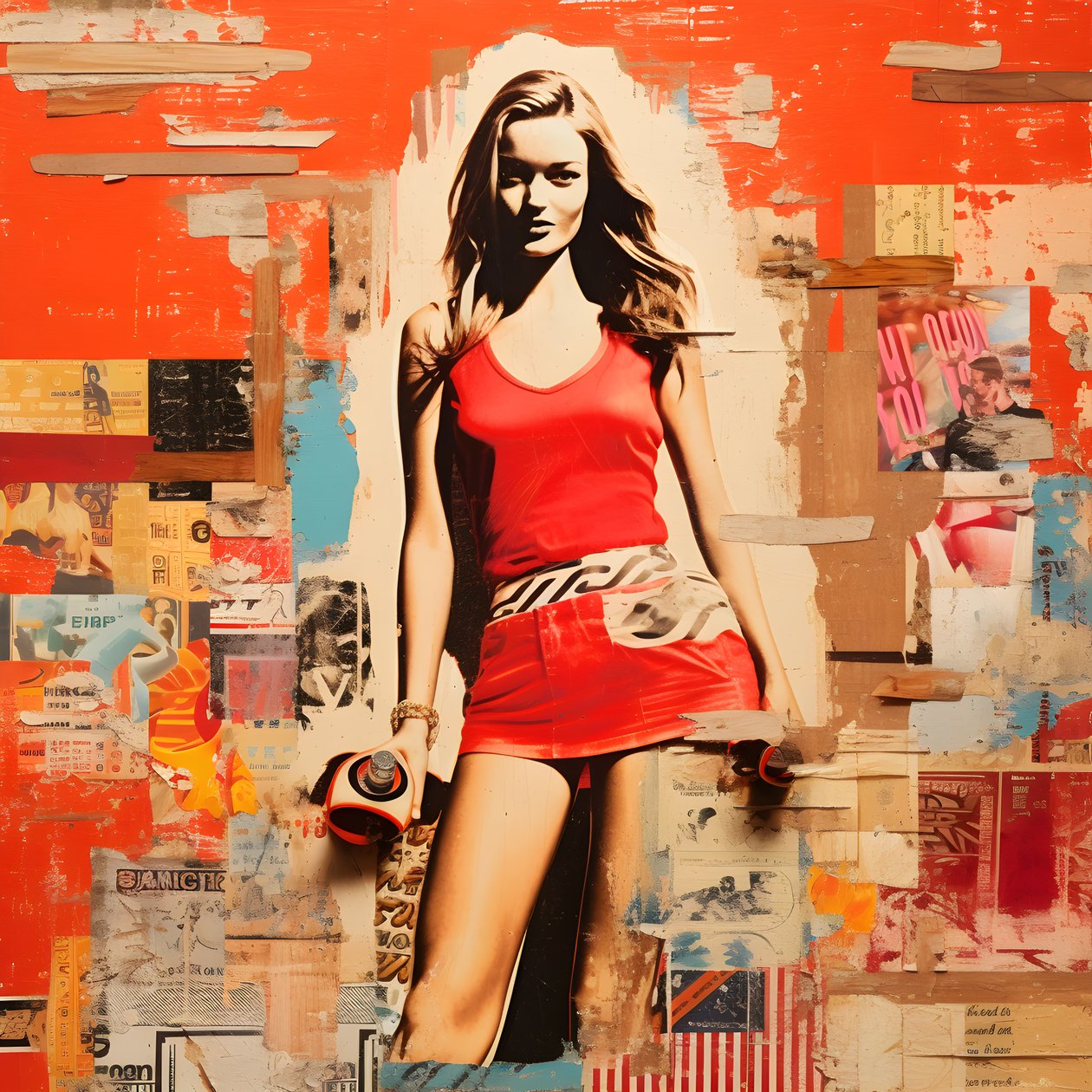 rote Collage, rullalaudat 4 af Kurt Heppke