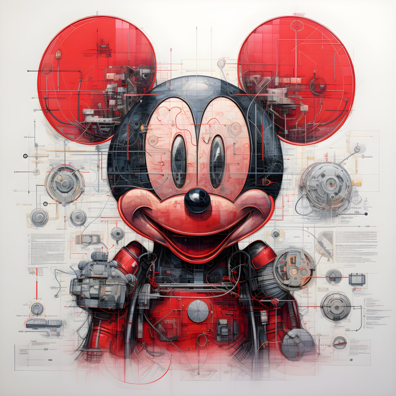 Tekniske tegninger af Cyberpunk Mickey Mouse 3 af Kurt Heppke