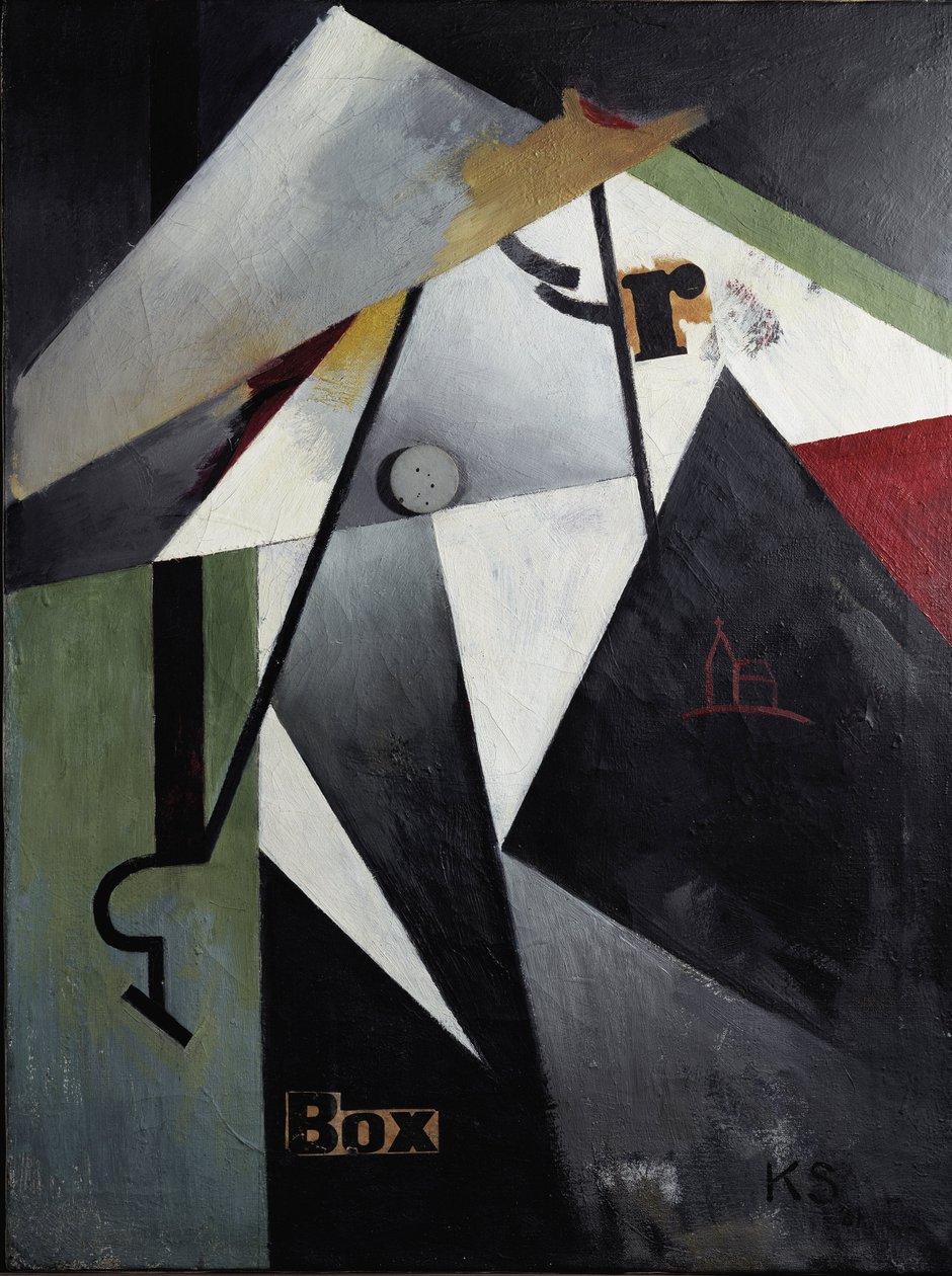Box-R-Bild (Olie og collage på træ af Kurt Schwitters