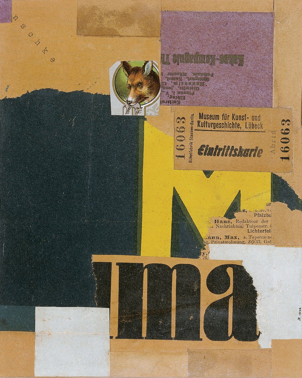 Indgangsbillet Mz 456, 1922 af Kurt Schwitters