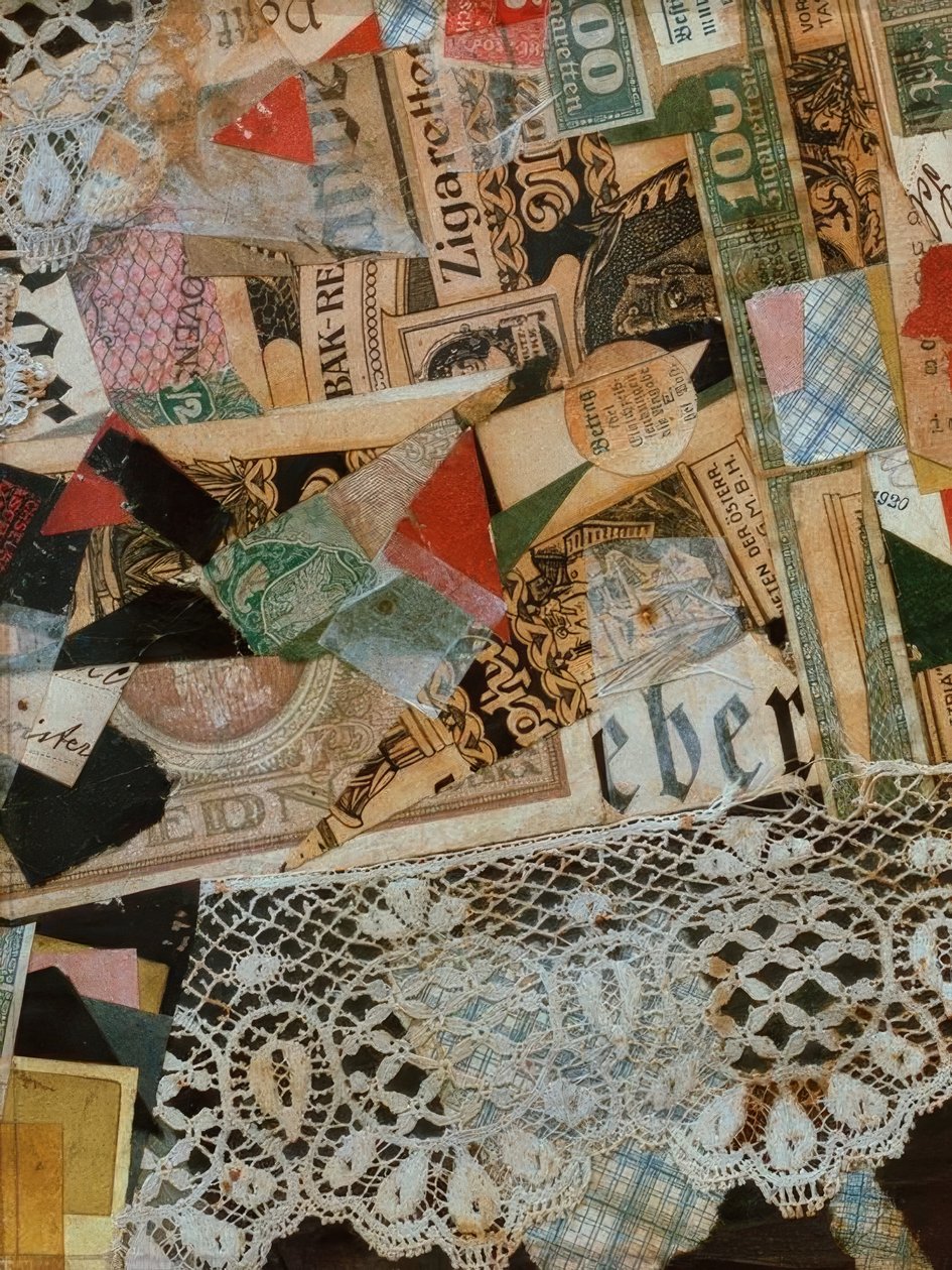 Merz tegning 297 gul af Kurt Schwitters