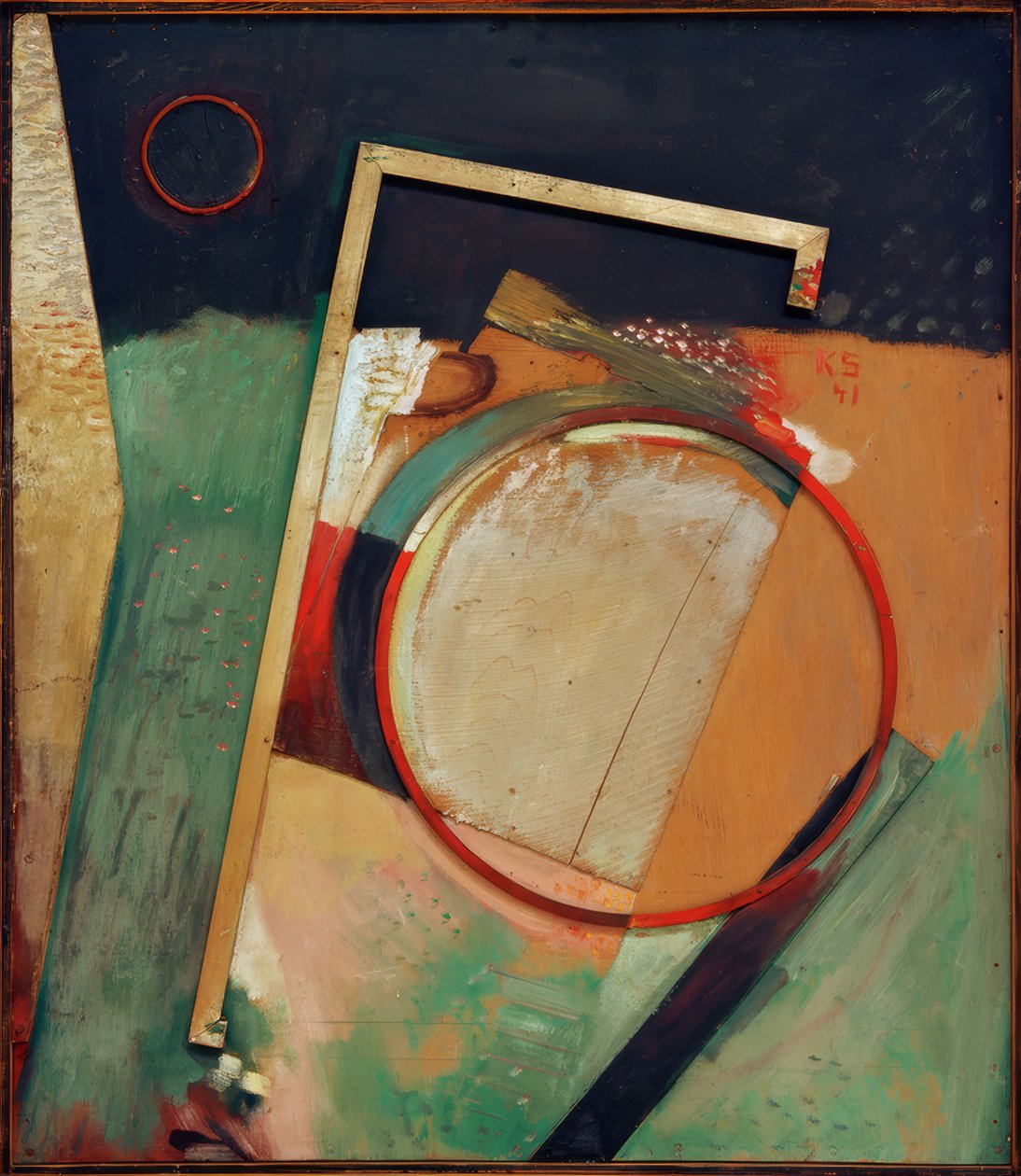 Uden titel (billede med ring og ramme) af Kurt Schwitters
