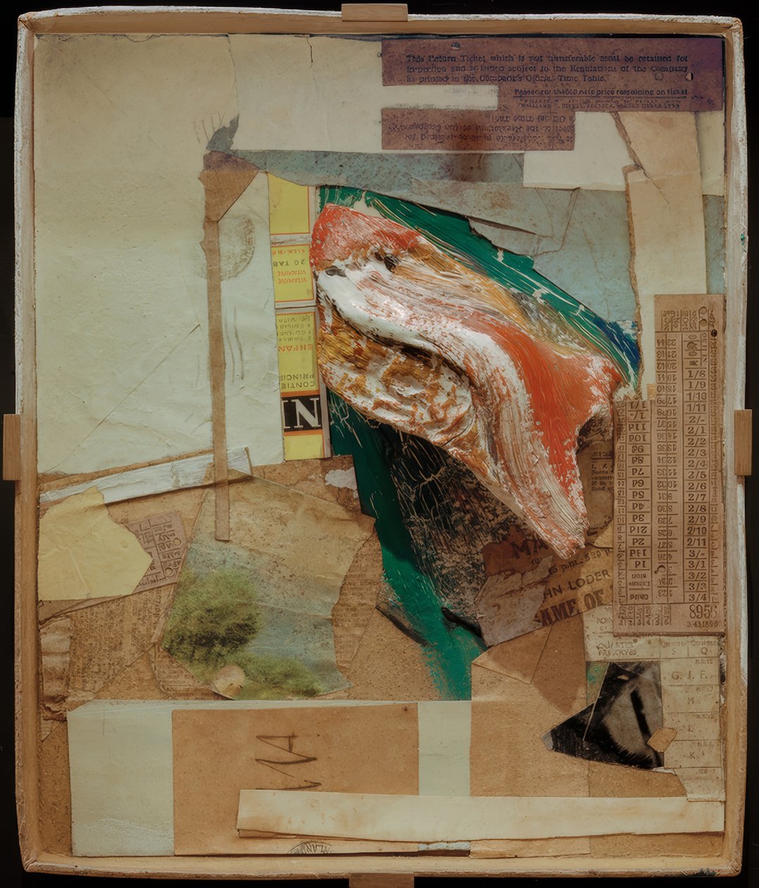 Uden titel (billede med rodtræ eller komposition med æske) af Kurt Schwitters