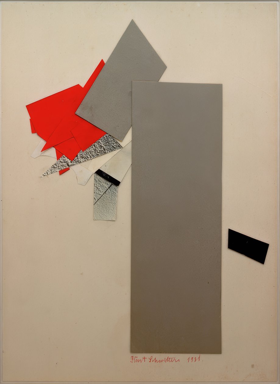 Unavngivet (rød, grå, sort) af Kurt Schwitters