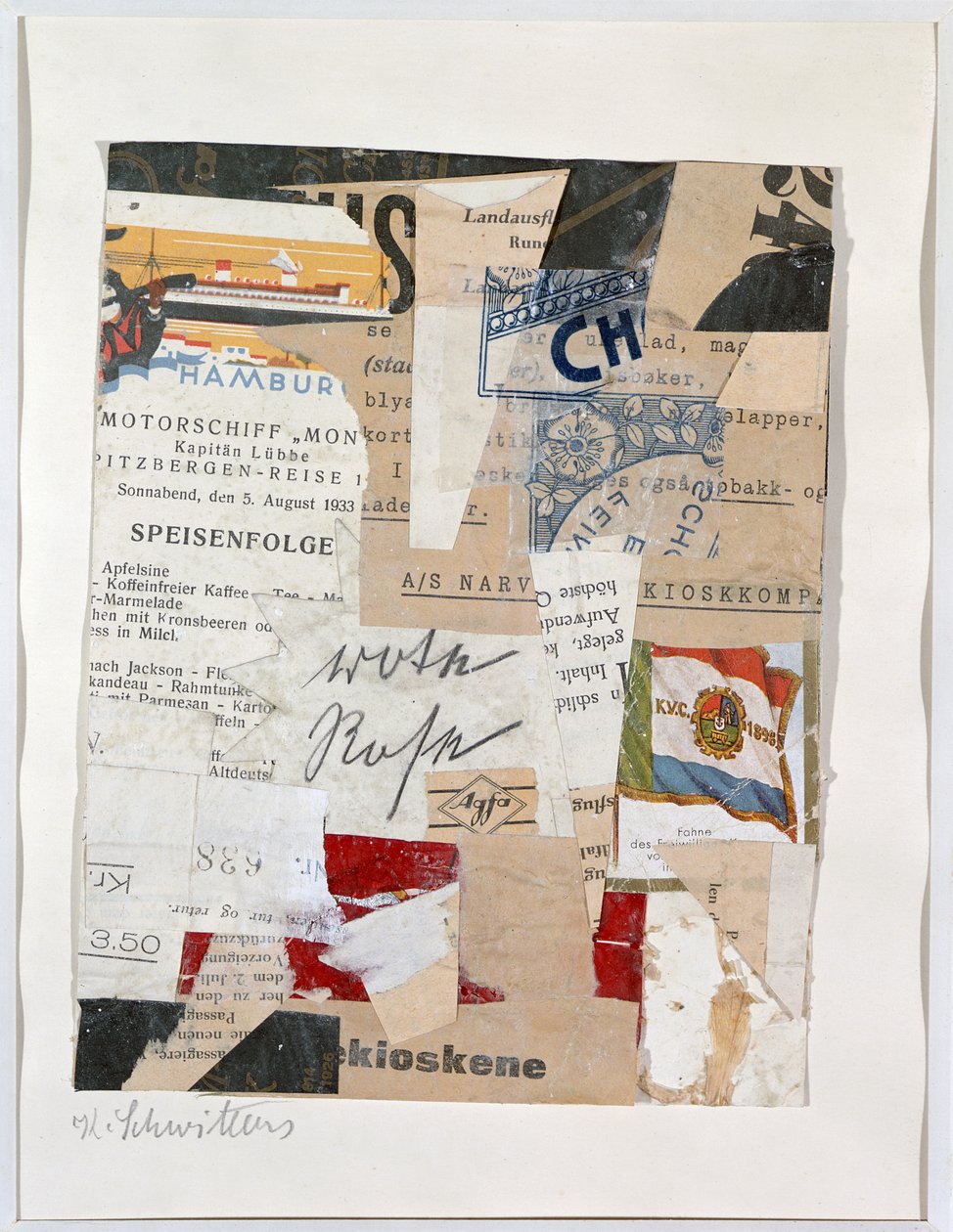 Den røde rose, ca. 1933-34 af Kurt Schwitters
