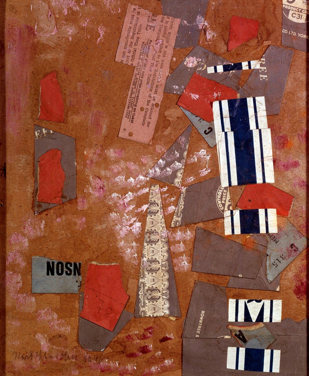 Hvid karnevalscollage af Kurt Schwitters (1887-1948) 1946 Privat samling af Kurt Schwitters