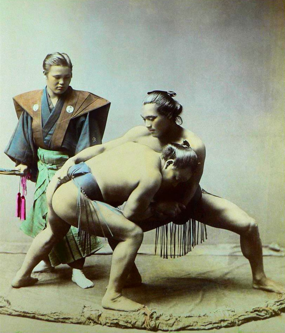 Sumobrydere, ca. 1880 (foto) af Kusakabe (attr. to) Kimbei