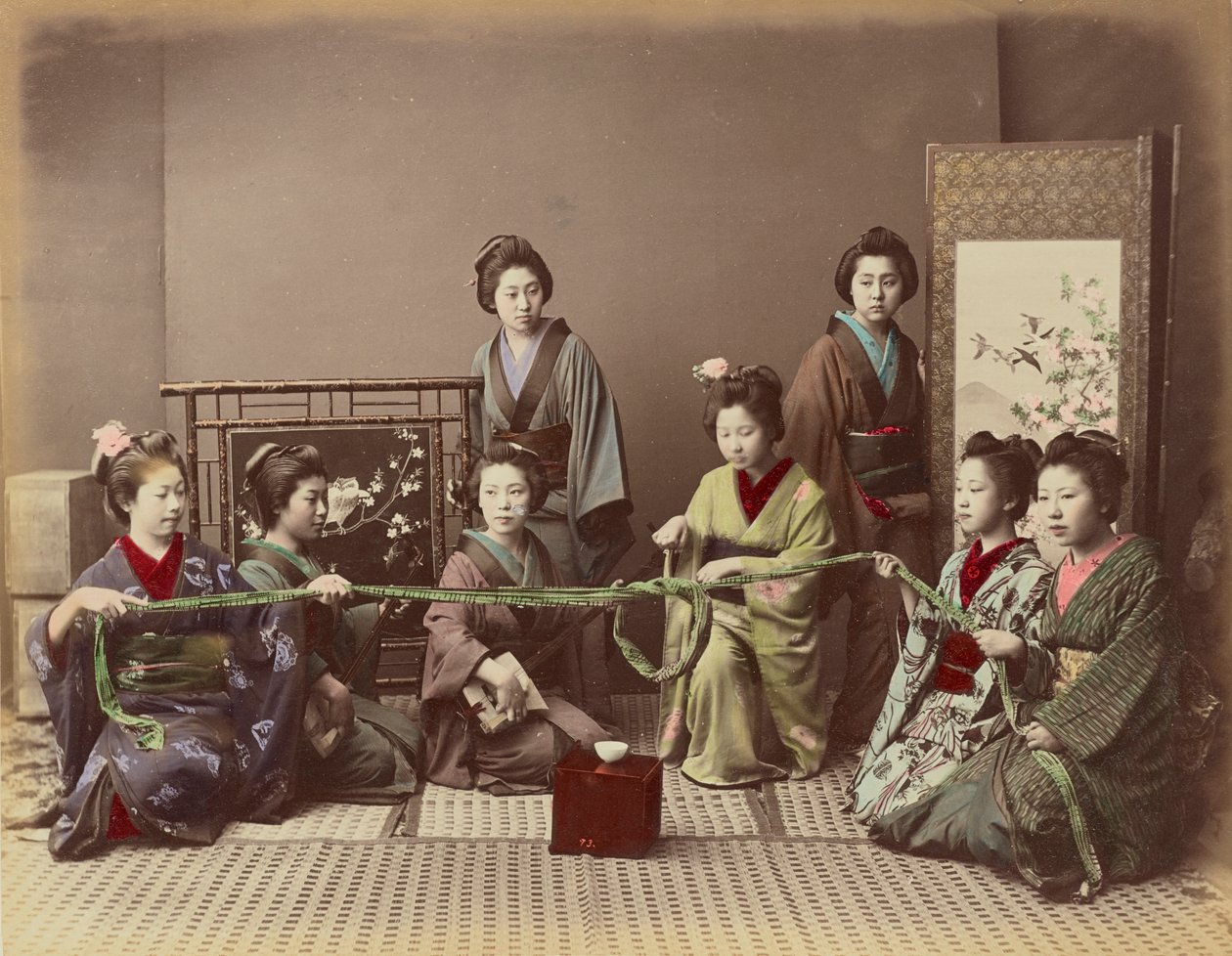 (Konkonchiki) Japansk pigespil, ca.1880 af Kusakabe Kimbei