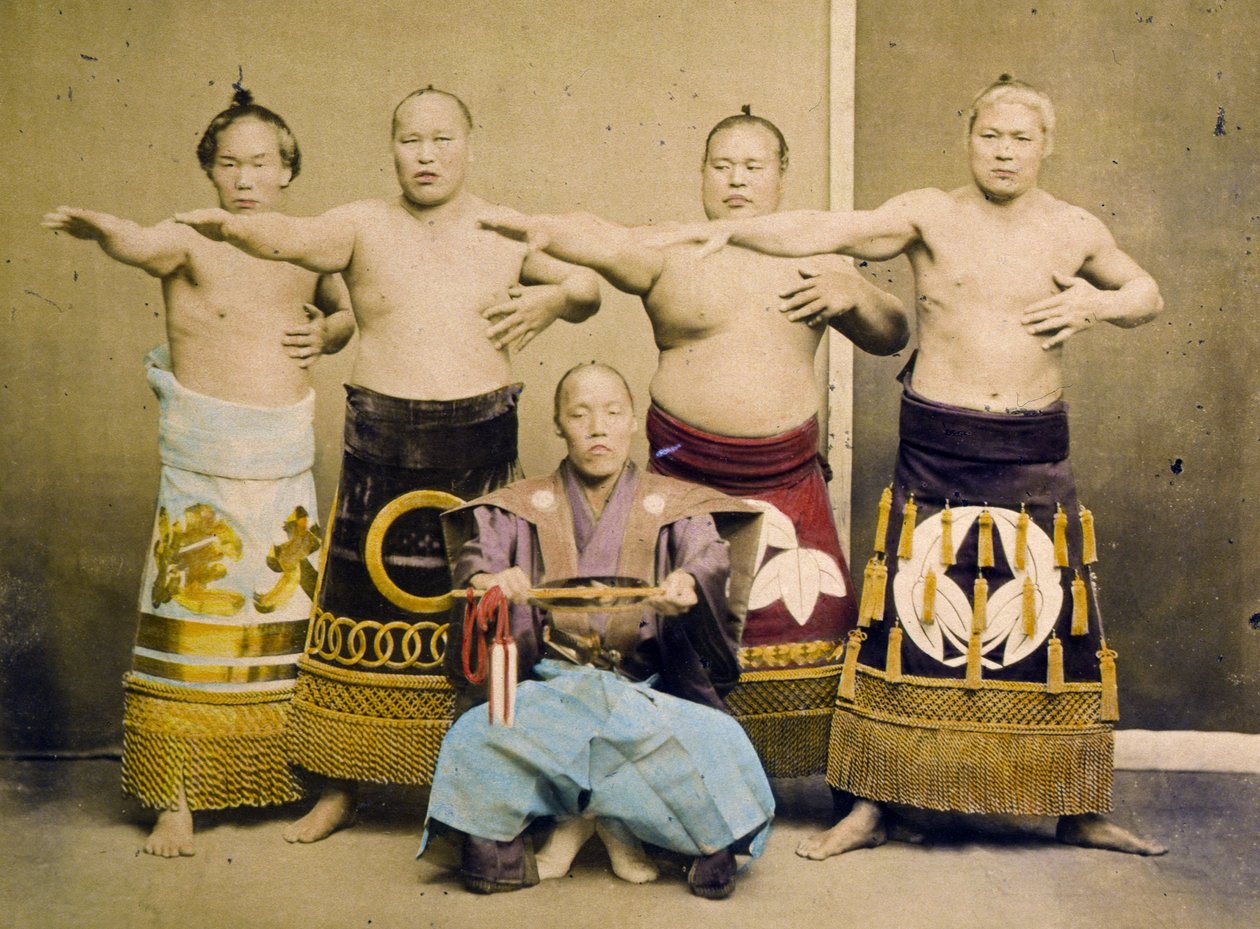 Sumobrydere, ca. 1877 af Kusakabe Kimbei