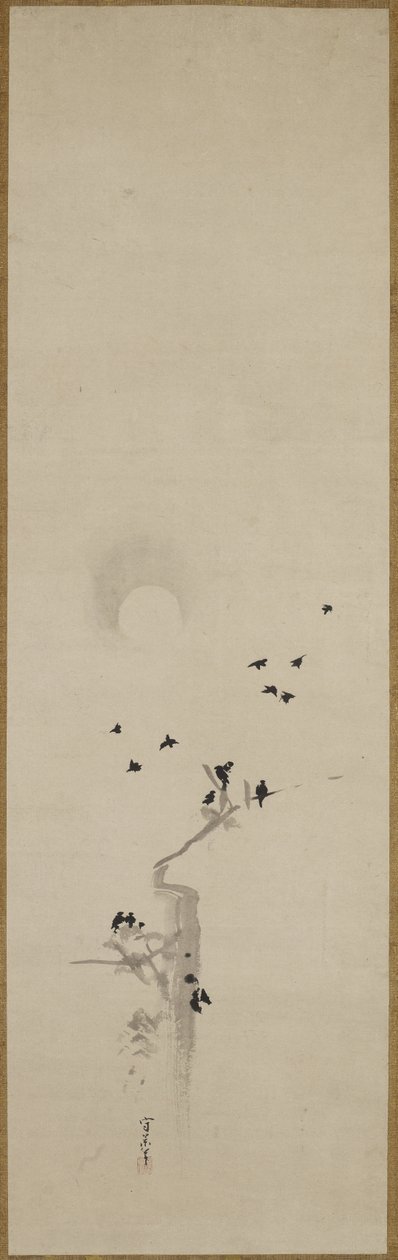 En flok krager, ca. 1690-1700 (blæk på papir) af Kusumi Morikage Kusumi Morikage