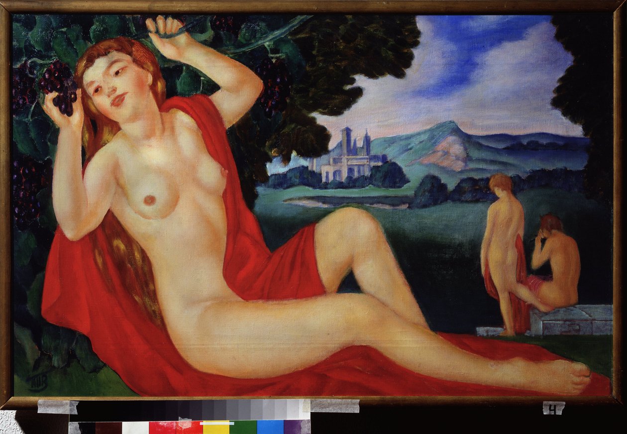 Bacchante. Maleri af Kuzma Sergeyevich Petrov Vodkin (Petrov-Vodkin) (Kouzma Petrov Vodkin) (Petrov-Vodkin) (1878-1939), olie på lærred af Kuzma Sergeevich Petrov Vodkin