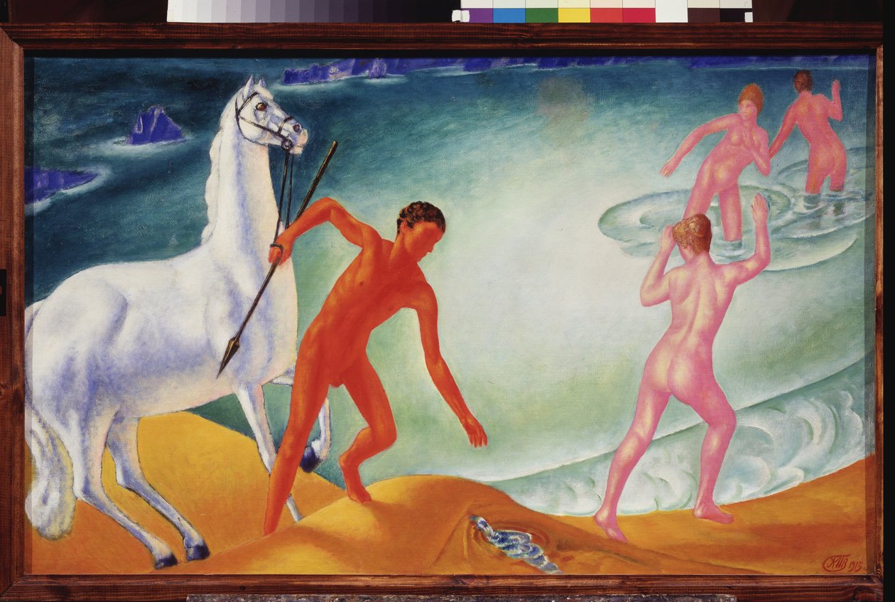 Tørstig kriger. Maleri af Kuzma Sergeevich Petrov Vodkin (Petrov-Vodkin) (Kouzma Petrov Vodkin) (Petrov-Vodkin) (1878-1939), olie på lærred af Kuzma Sergeevich Petrov Vodkin