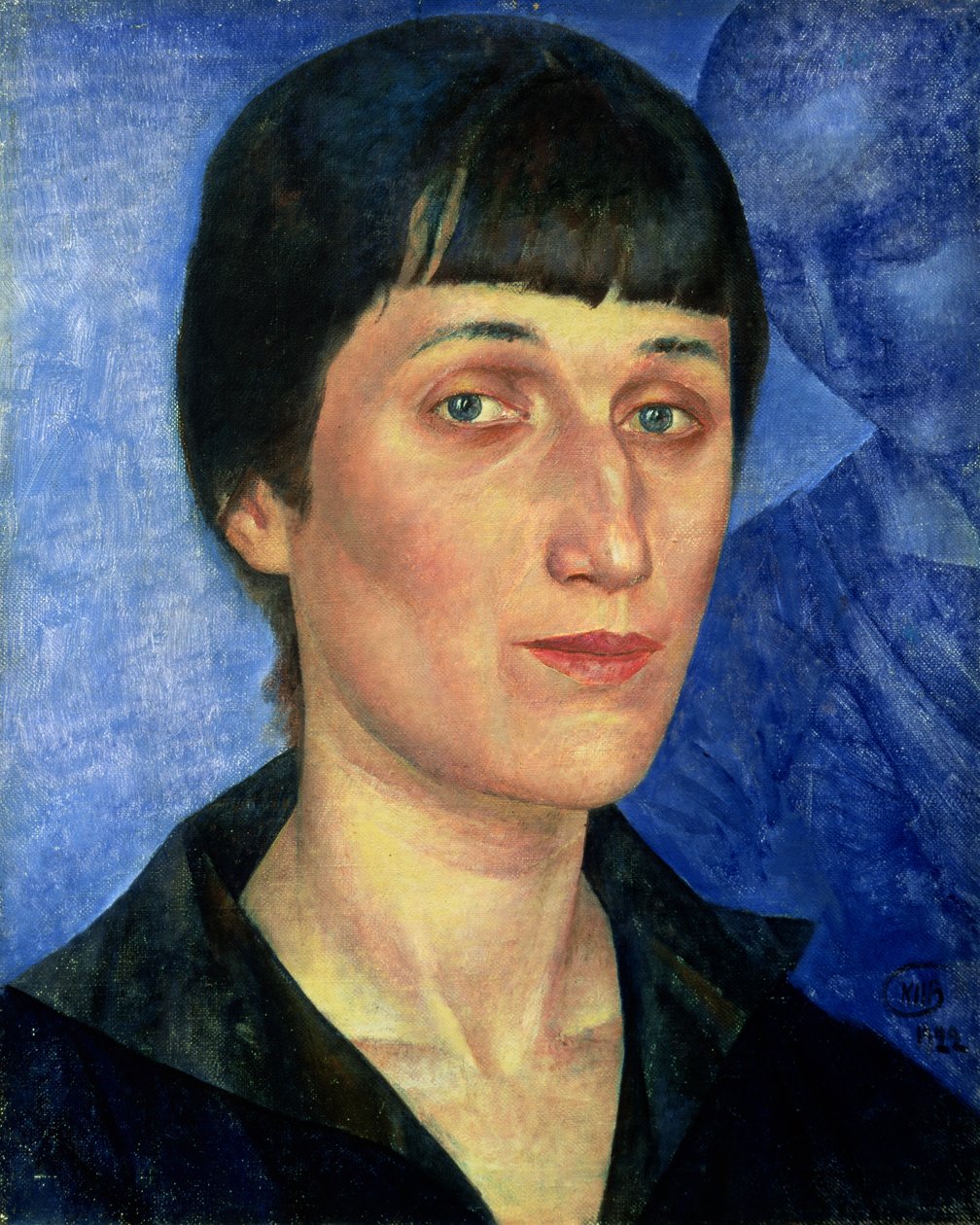 Portræt af Anna Akhmatova (1889-1966) 1922 af Kuzma Sergeevich Petrov Vodkin
