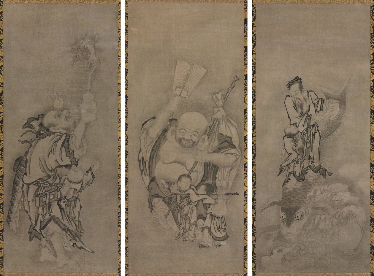 Hotei med Daoist Immortals af Kyūseki Tomonobu