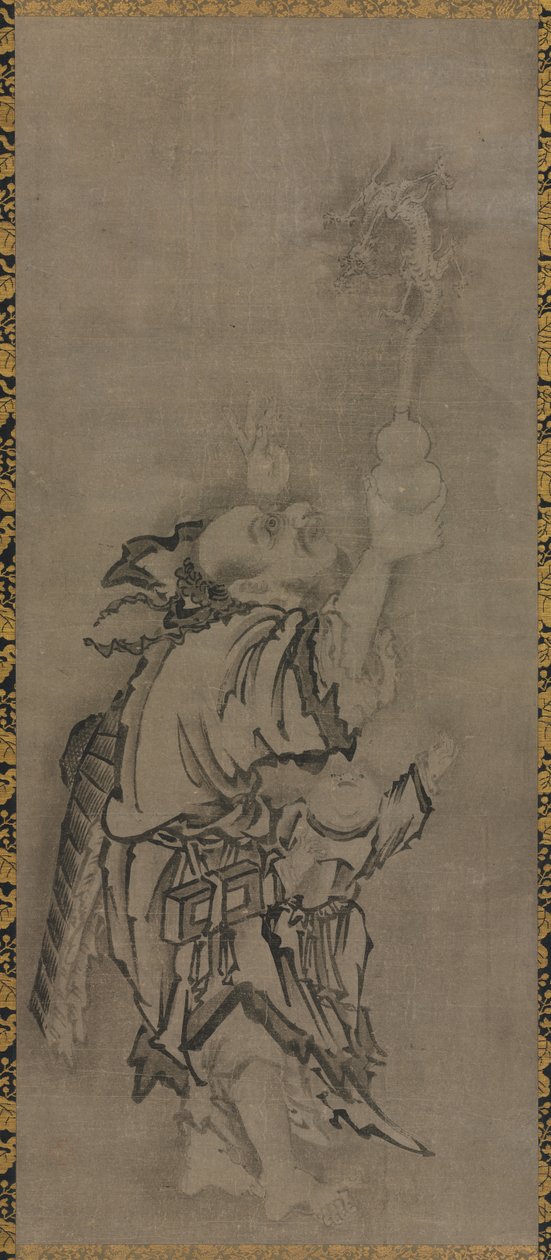 Hotei med Daoist Immortals: Immortal with Gourd and Dragon af Kyūseki Tomonobu