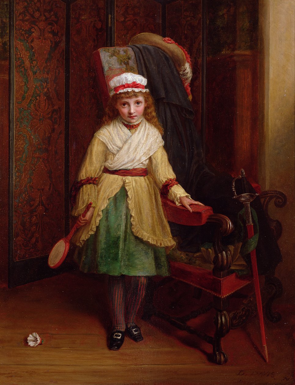The Shuttlecock Player, 1874 (olie) af L. Davis