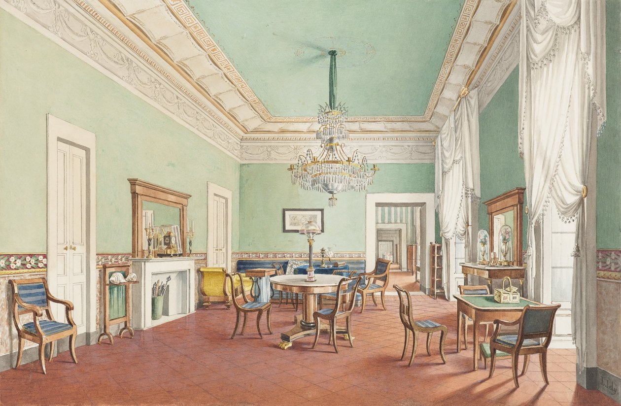En salon i Palazzo Satriano, Napoli af L. Iely