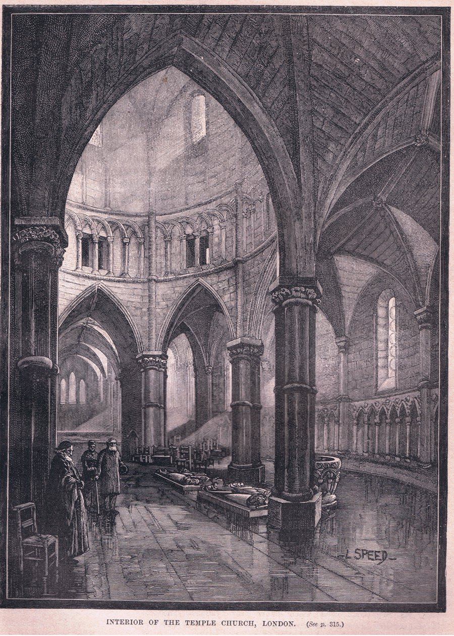 Interiør af Temple Church, London af L. Speed