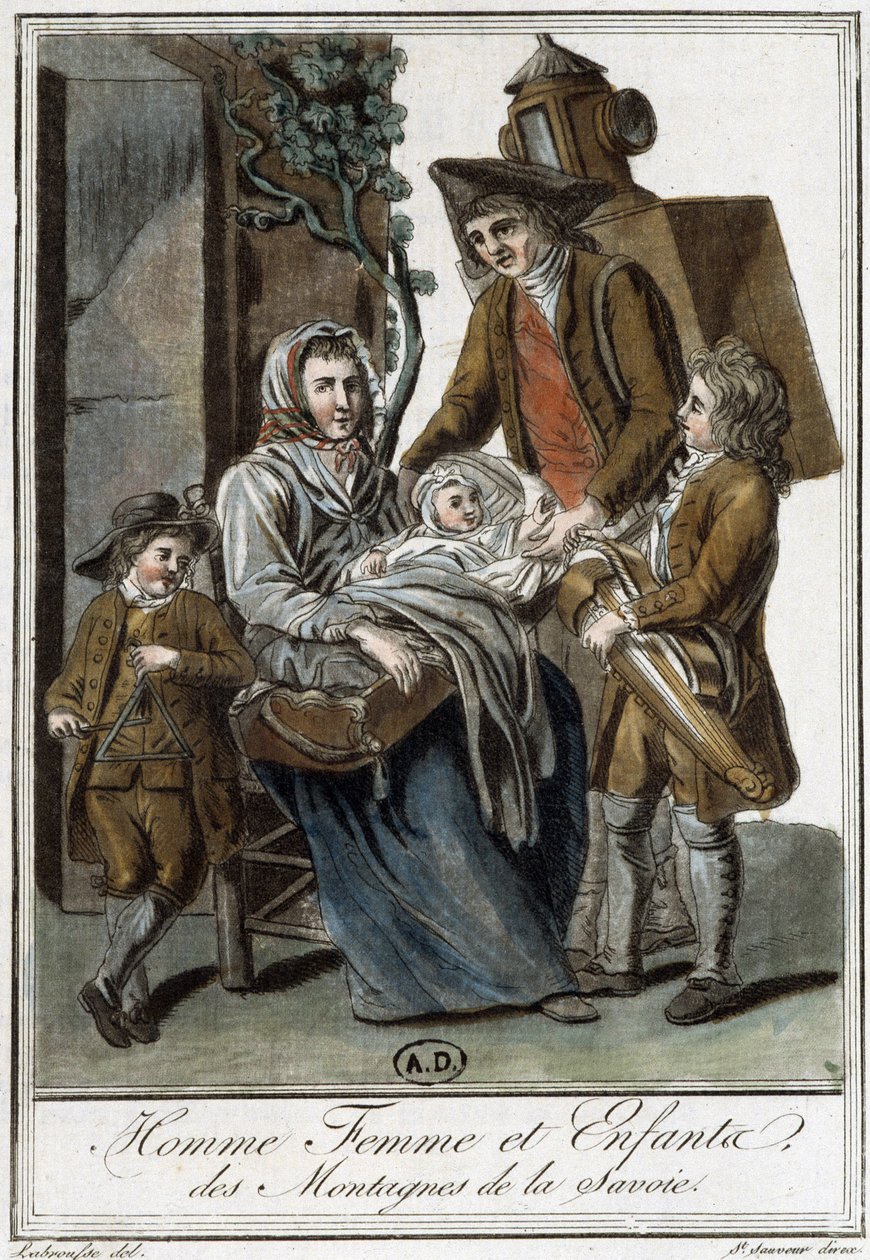 Family of Savoyards Peasants - i "" Encyclopedia of Travels"" af J. Grasset St. Sauveur, Deron, Paris af L.F. Labrousse