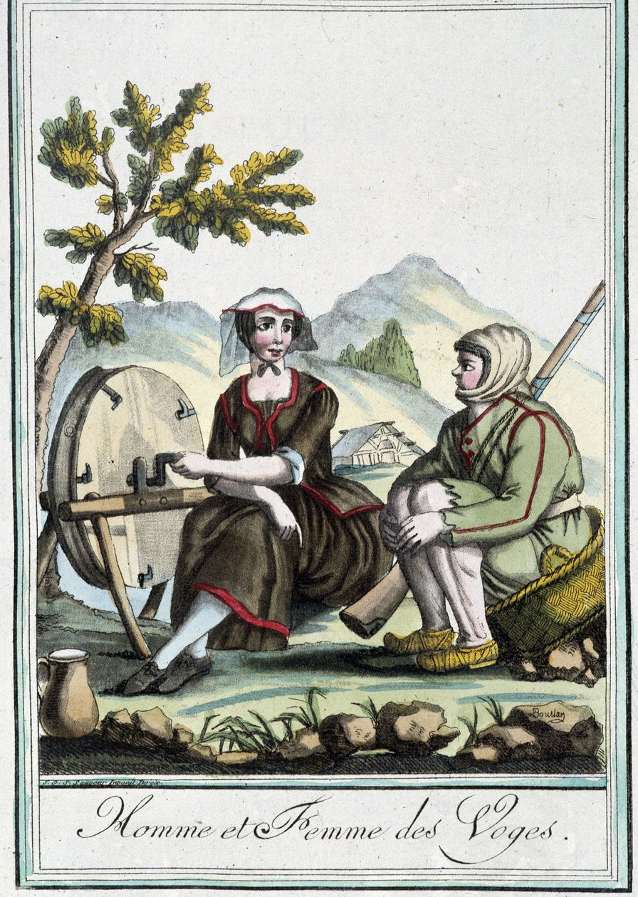 Mand og kvinde fra Vogeserne - i "" Encyclopedia of travels"" af J. Grasset St. Sauveur, Deron, Paris af L.F. Labrousse