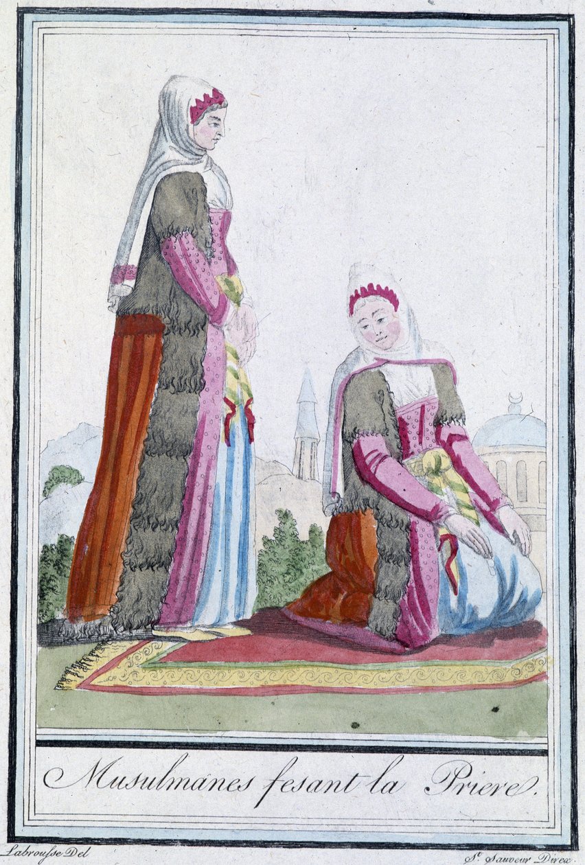 Muslimer i bøn - i "" Encyclopédie des voyages"" af J. Grasset St. Sauveur, red. Deroy, Paris af L.F. Labrousse
