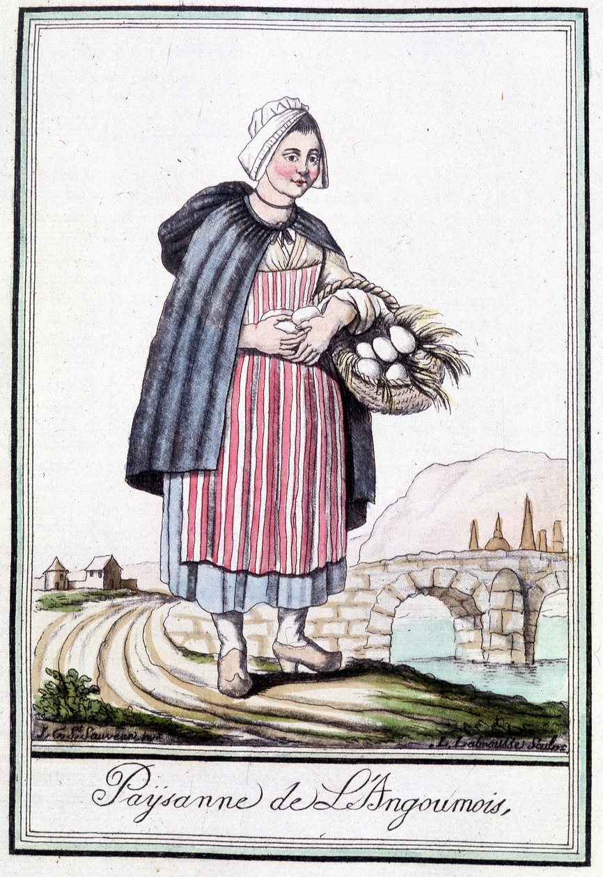Bondekvinde fra Angoumois - i "" Encyclopedia of Travels"" af J. Grasset St. Sauveur, Deron, Paris af L.F. Labrousse