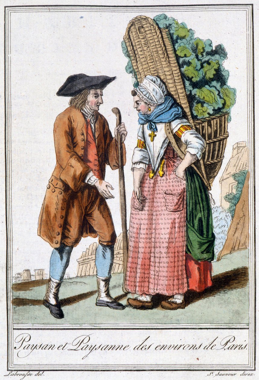 Bonde og bonde i Paris - i "" Encyclopedia of Travels"" af J. Grasset St. Sauveur, Deron, Paris af L.F. Labrousse