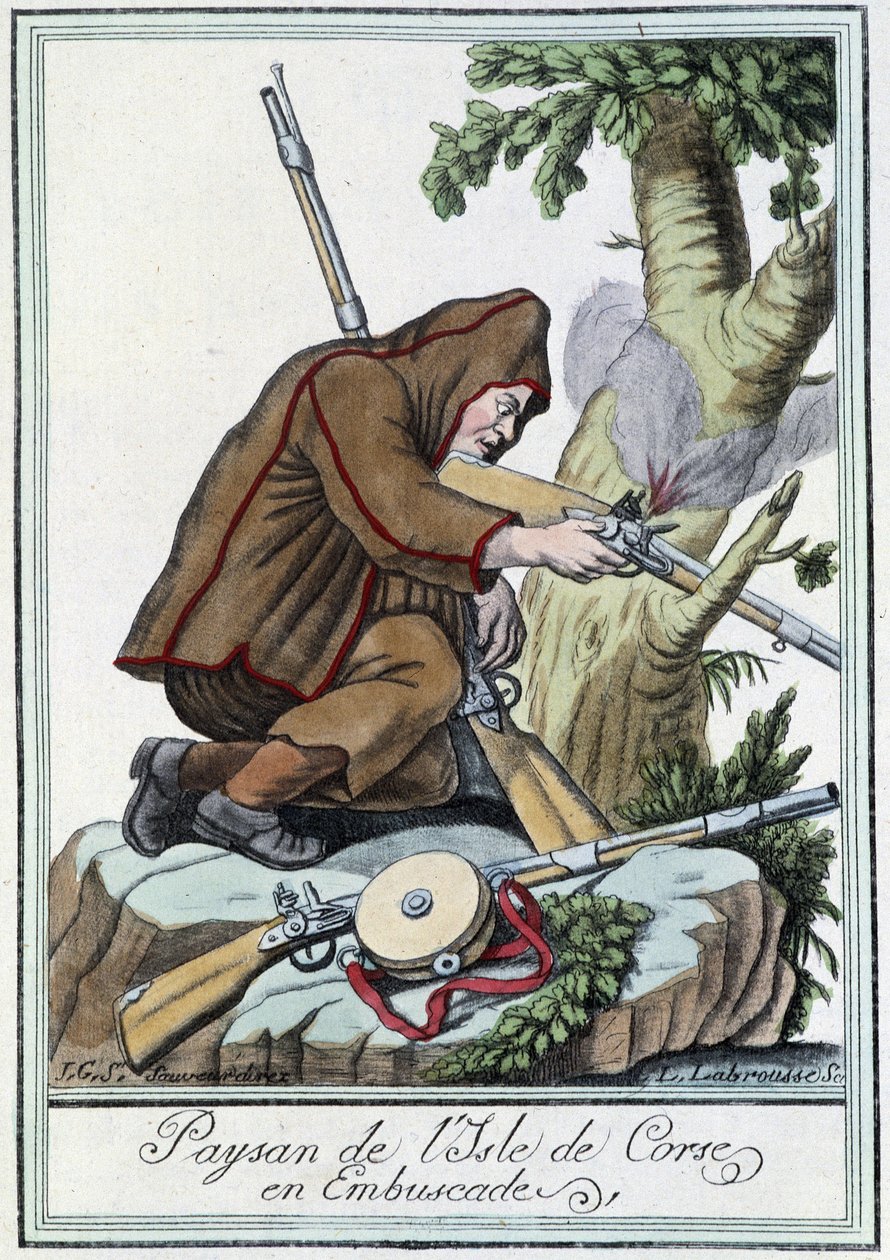 Bonde fra Isle of Corsica i baghold - i "" Encyclopedia of Travels"" af J. Grasset St. Sauveur, Deron, Paris af L.F. Labrousse