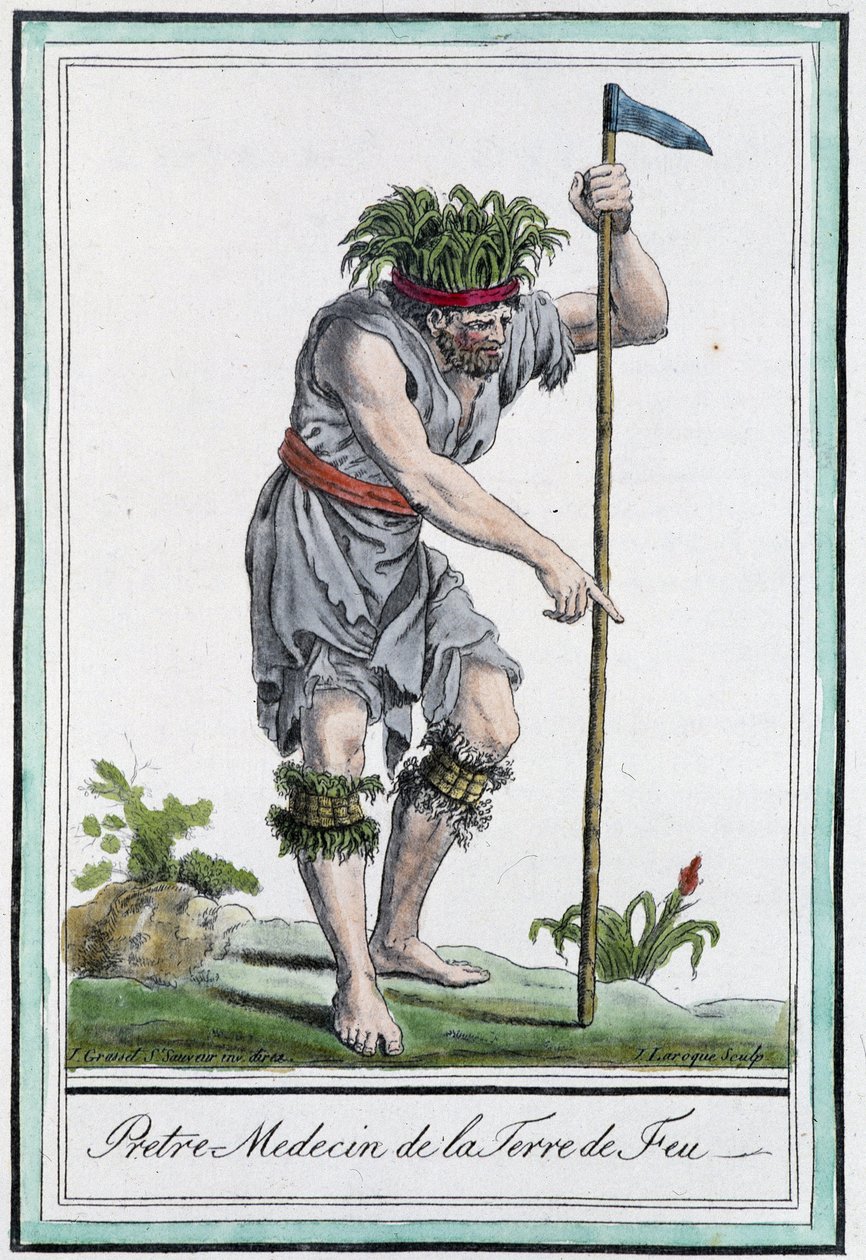 Præstlæge i Ildlandet (Chile) - i "" Encyclopedia of Travels"" af J.Grasset St. Sauveur af L.F. Labrousse
