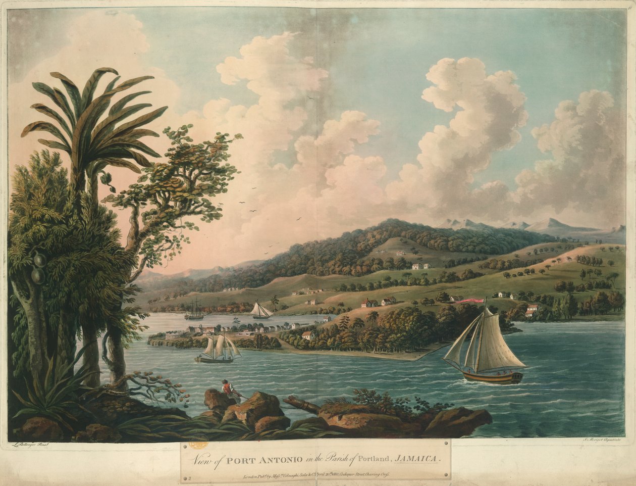 Port Antonio, fra Six Views in the Island of Jamaica, litografi af I. Merigot af L. (after) Bellenger
