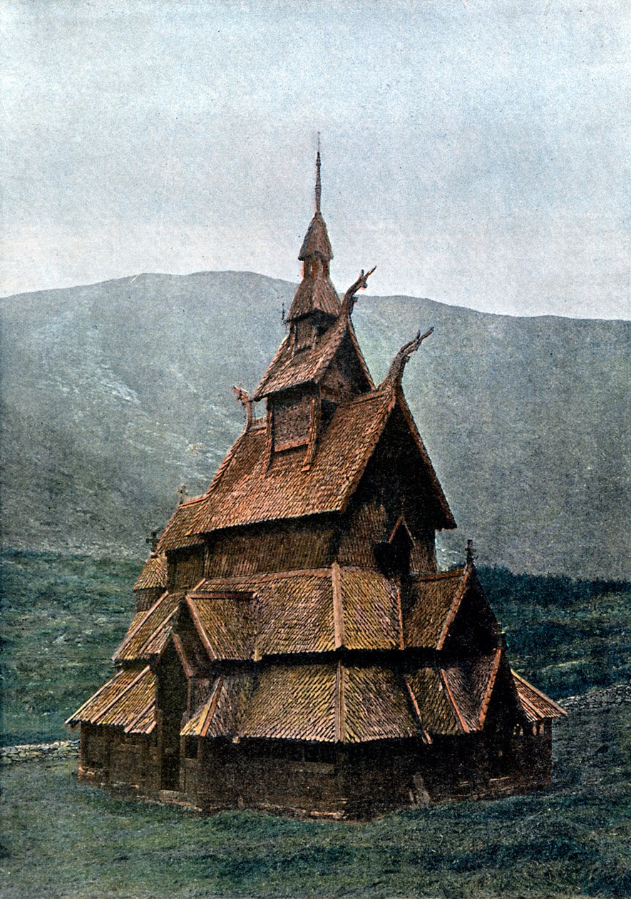 Borgund stavkirke, Sogn og Fjordane, Norge, c1890 af L Boulanger