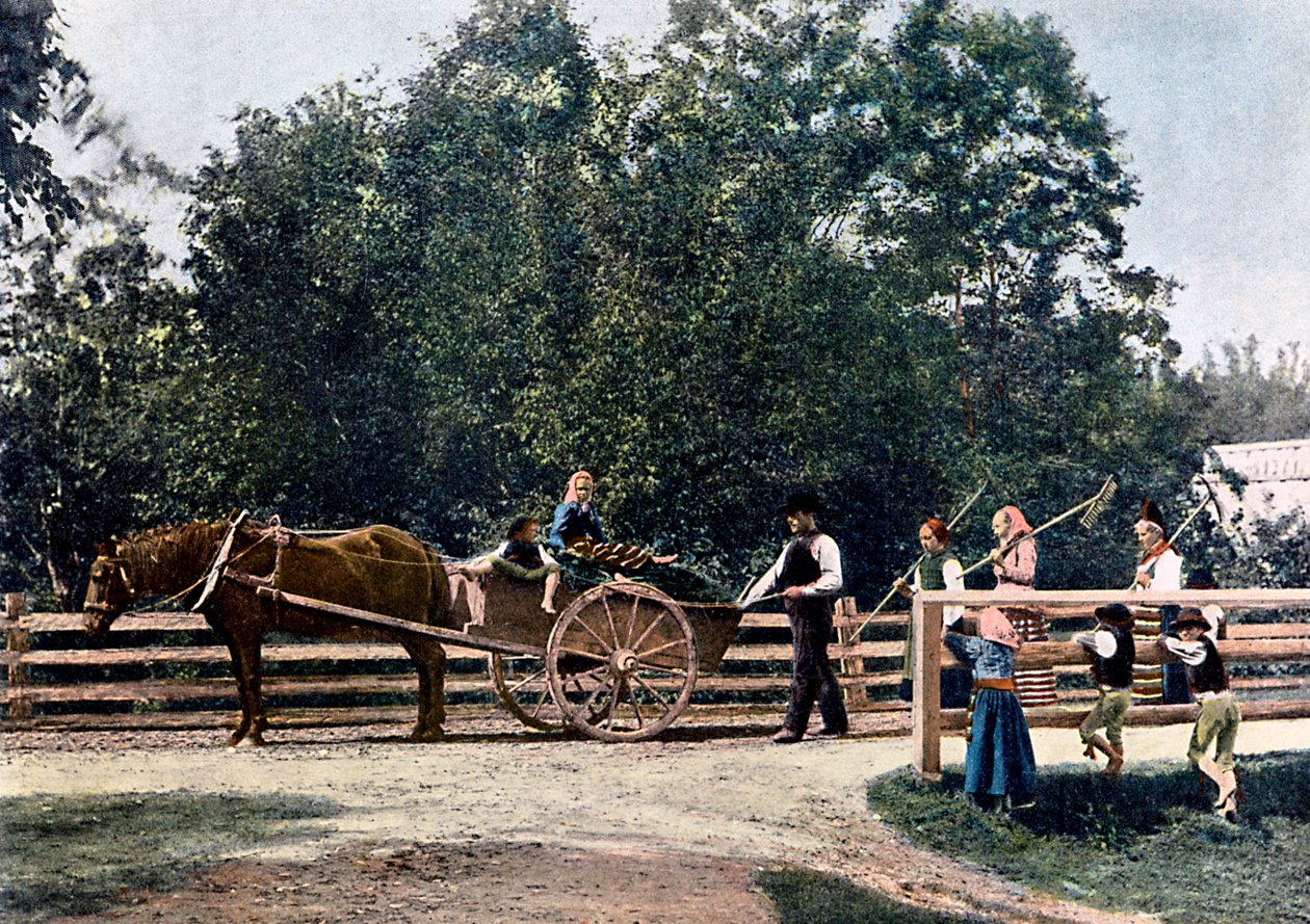 Bønder i slutningen af høsten, Sverige, c1890 af L Boulanger