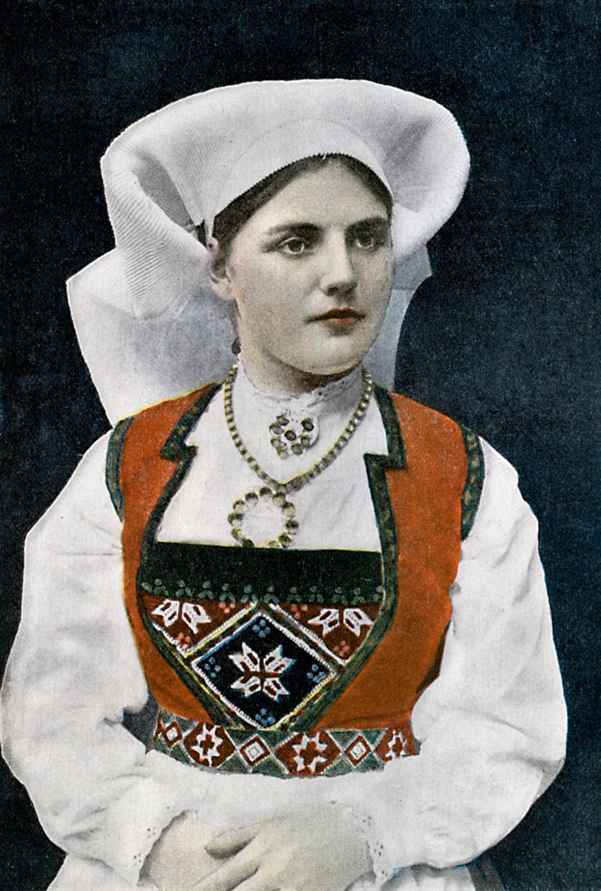 Kvinde iført norsk nationaldragt, c1890 af L Boulanger