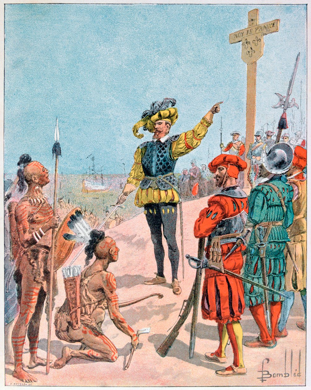 Jacques Cartier overtager Gaspe-bugten, Canada, 1534 1900 af L Geisleh