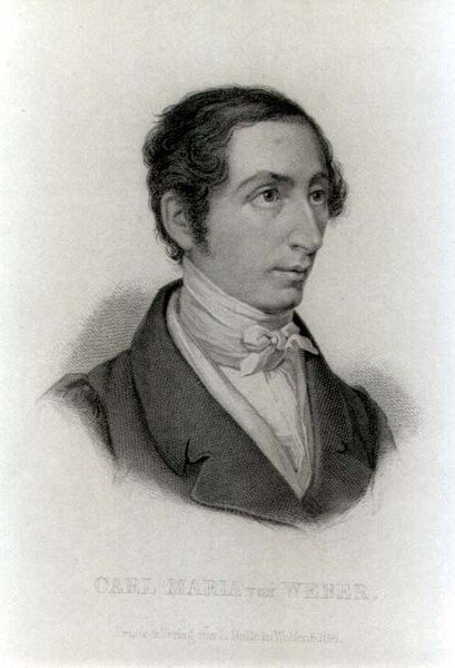 Portræt af Carl Maria von Weber (1786-1826) tysk komponist (gravering) (s/h foto) af L. Holle