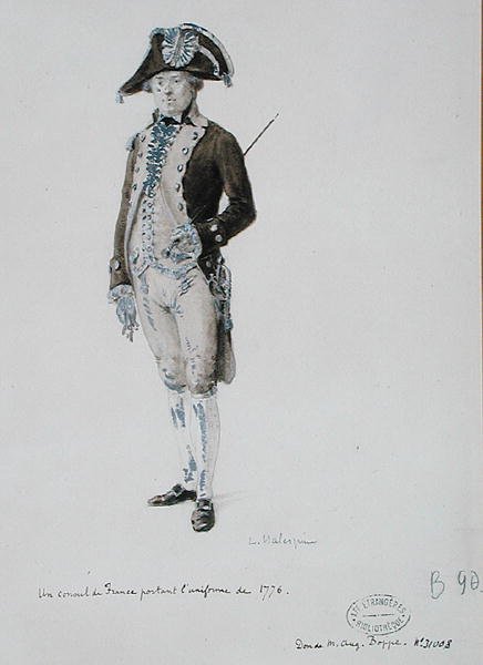 En konsul i Frankrig iført uniformen fra 1776 (pen og vask på papir) af L. Malespine