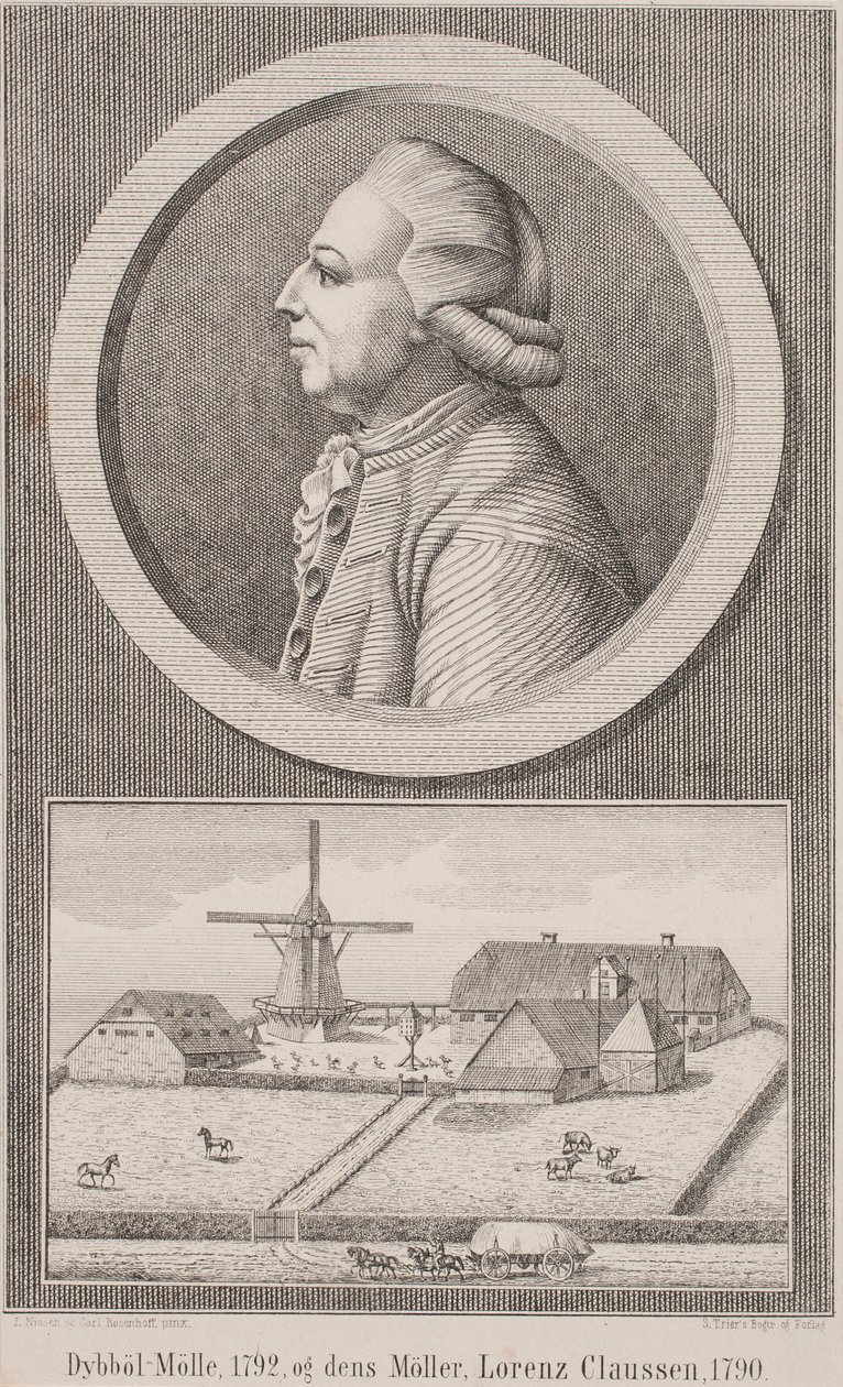 Dybbøl mølle, 1792, og dens møller Lorenz Claussen, 1790 af L. Nissen