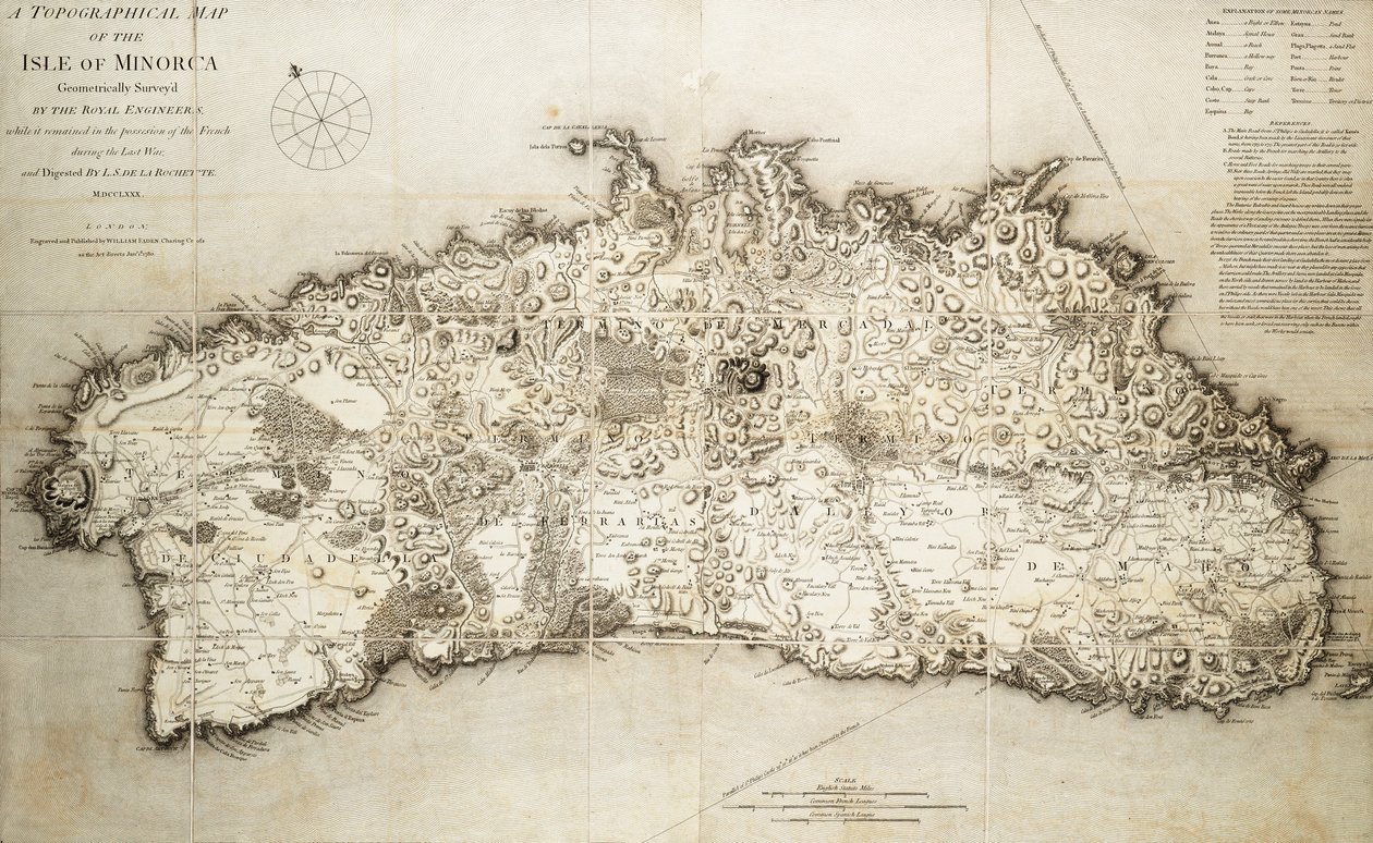 Kort over Menorca af L. S. de la Rochette