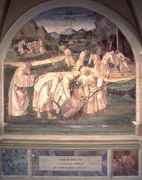 St. Benedikts liv (fresco) (detaljer) af L. and Sodoma G. Signorelli