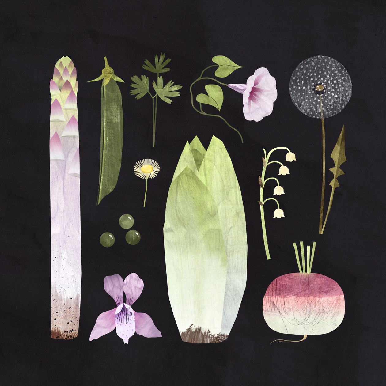 Grøntsager og blomster, 2023 (digital) af Léa Le Pivert