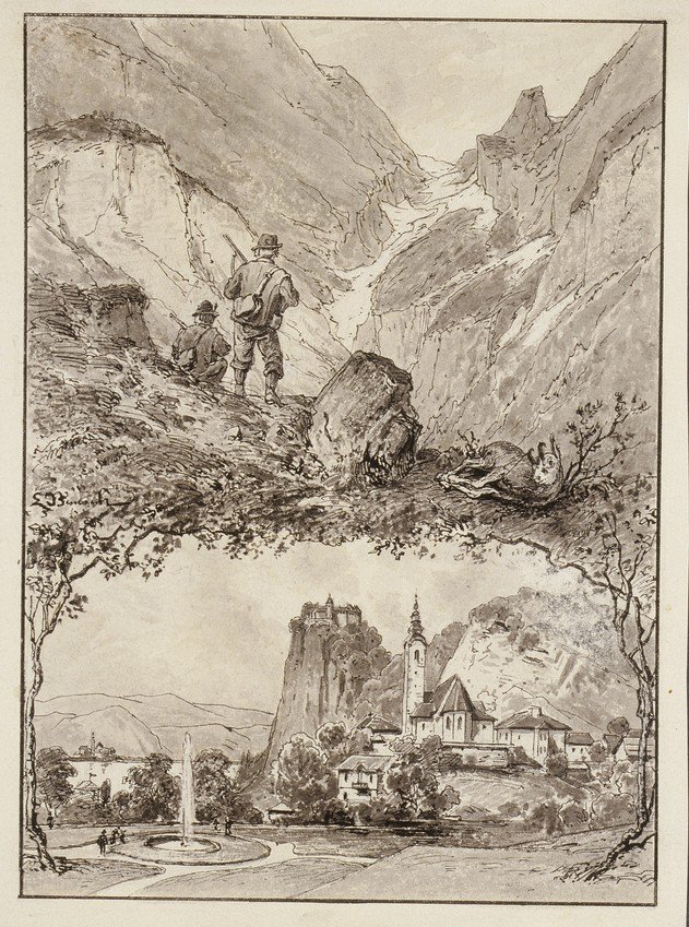 Udkast til omslag til Bilder aus Krain, II. Oberkrainn af Ladislav Benesch