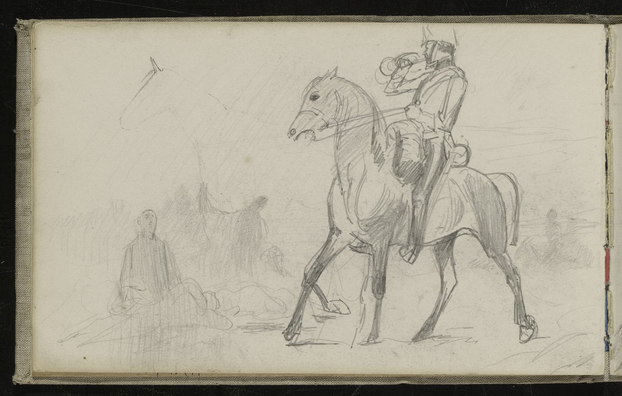 Studie til "Dawn of Waterloo", 1893 af Lady Butler