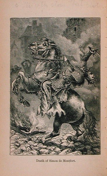 Simon De Montforts død (1150-1218) illustration fra Little Arthurs History of France: From the Earliest Times to the Fall of the Second Empire udgivet 1899 af Lady M. Chalcott