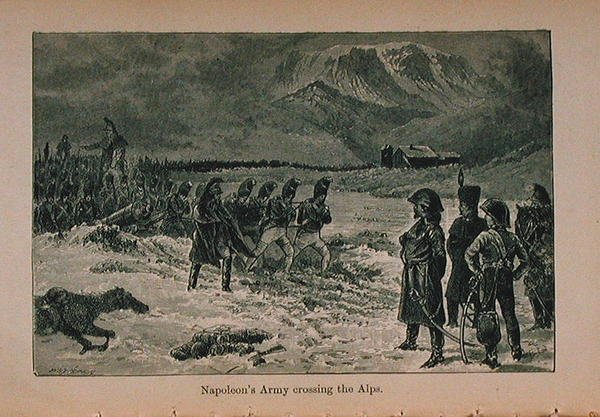 Napoleons hær krydser Alperne, illustration fra Little Arthur