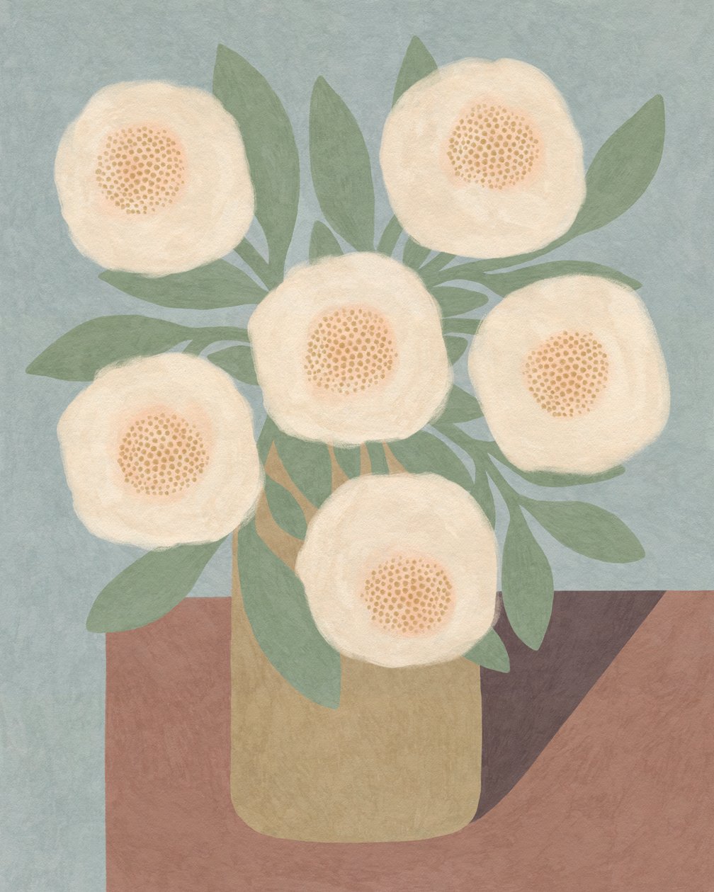 Hvide blomster i gul vase, 2023 (digital) af Lady Ann de Borja